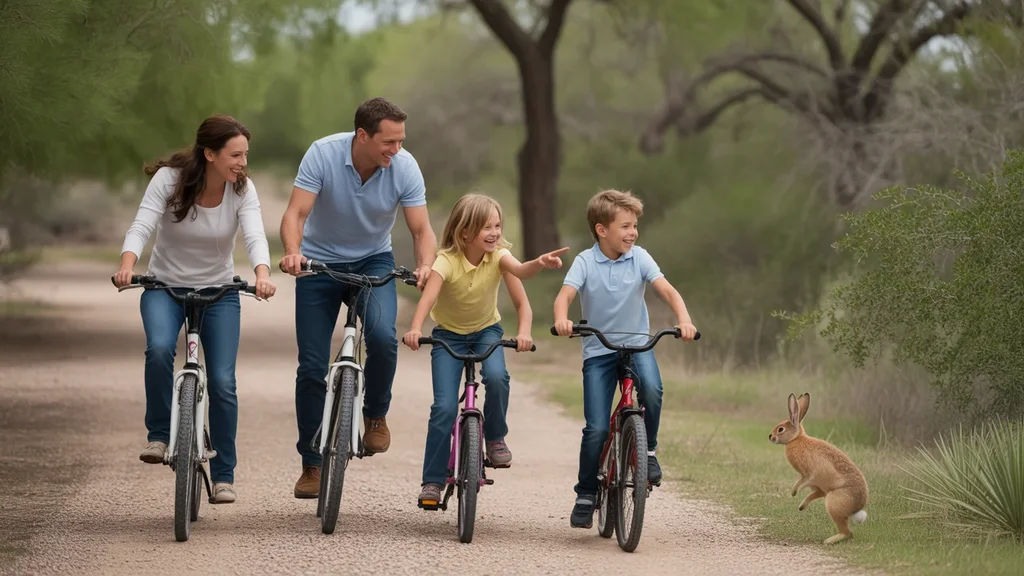 Family biking on a trail in Gilbert, Arizona