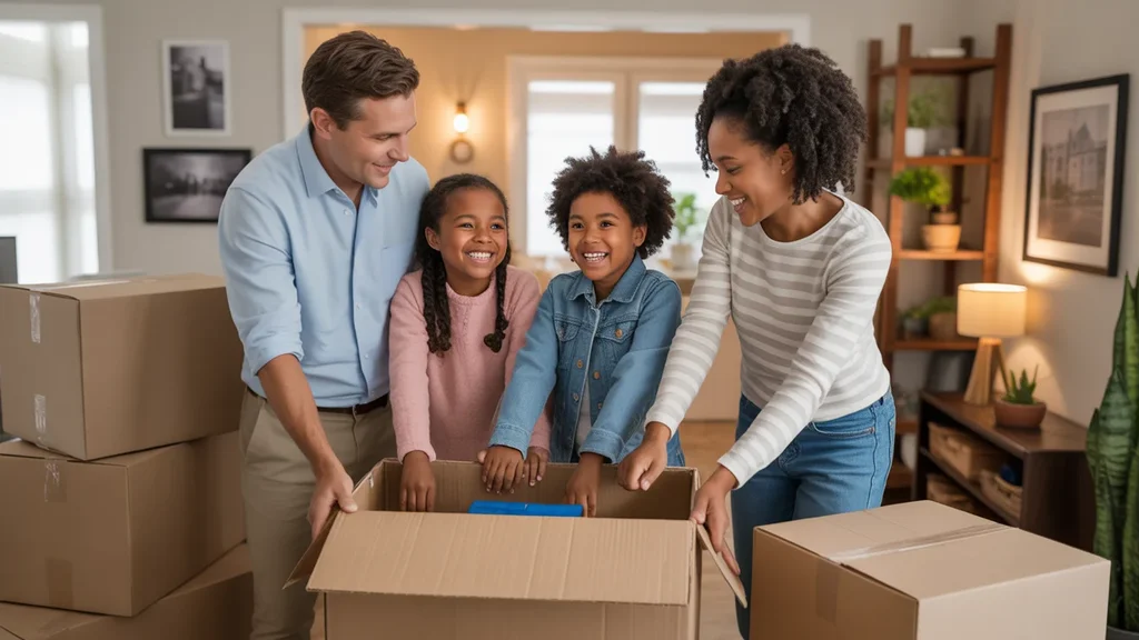 Family unpacks moving boxes in their affordable new Oklahoma City home