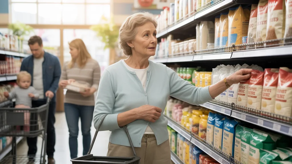 Senior woman grocery shopping in Gresham, Oregon