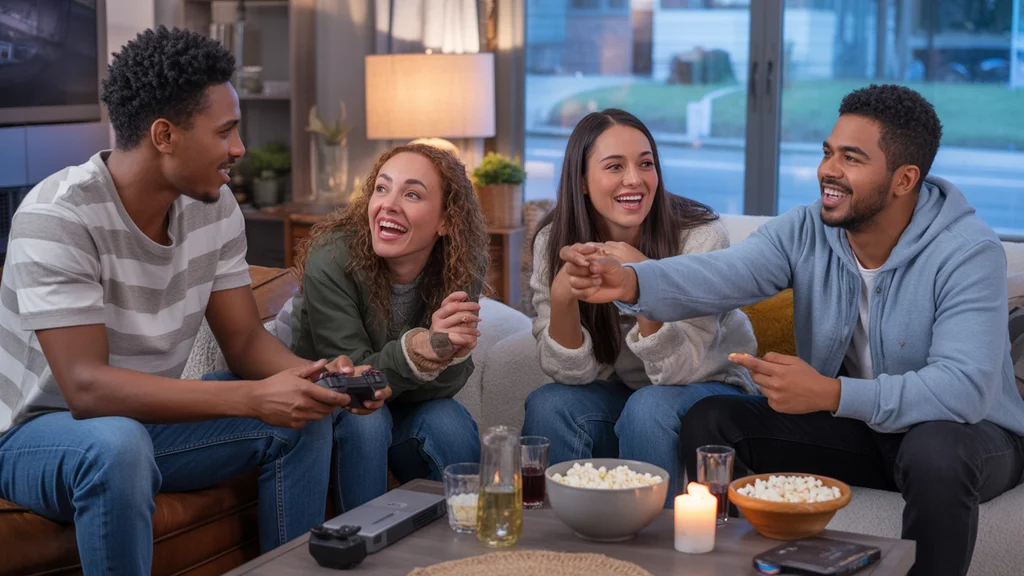 Friends enjoying a casual game night in a cozy Smyrna living room