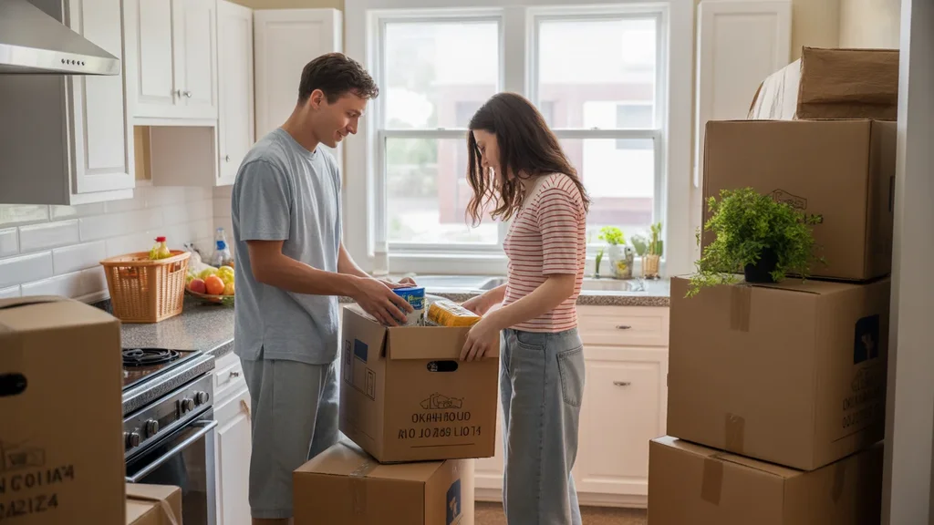 A couple unpacks groceries in their new, affordable Oklahoma City home