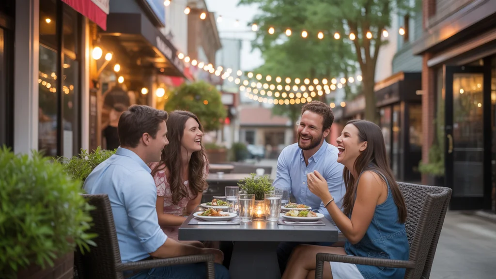 Friends dining on restaurant patio in Hermitage TN