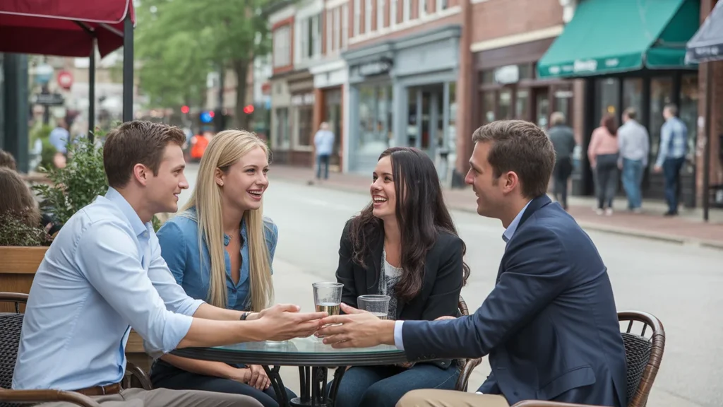 Young professionals enjoy dining al fresco at a busy cafe in downtown Lexington, KY.