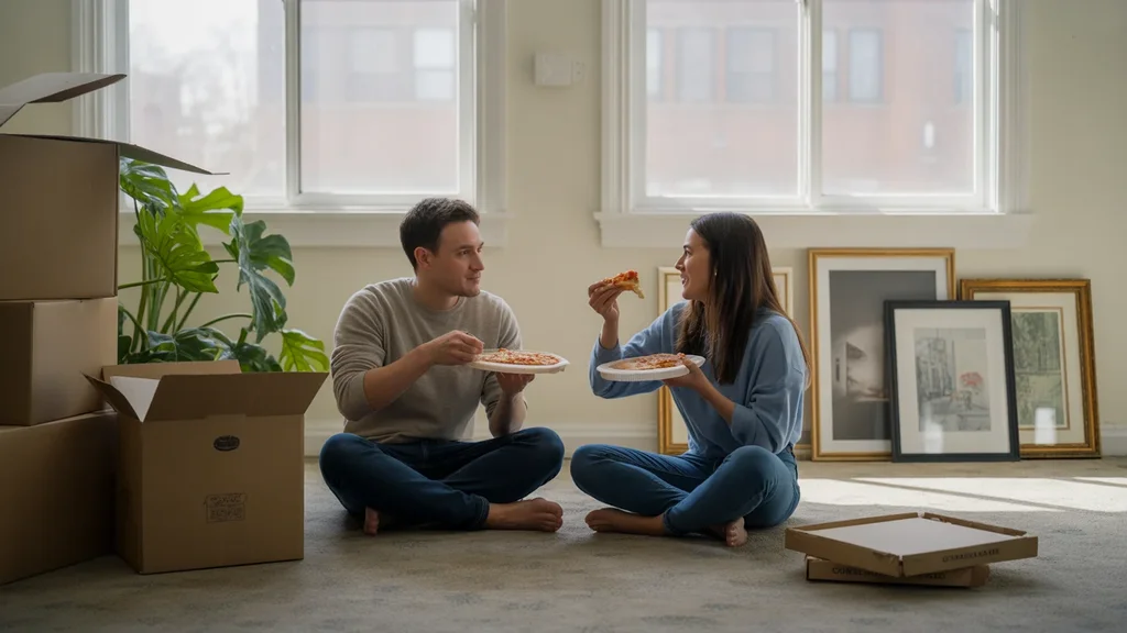 Couple eats takeout on floor of Lakewood apartment on moving day
