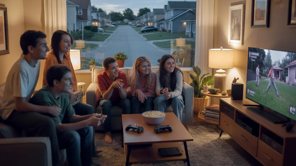 A group of friends having a game night in a cozy Mt Juliet living room