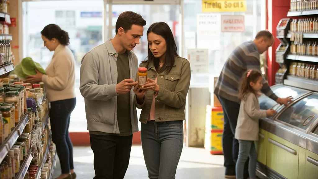 Couple shopping for spices at local Asian market in Louisville, Kentucky