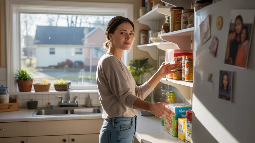 Woman organizing pantry in her kitchen in Antioch, TN