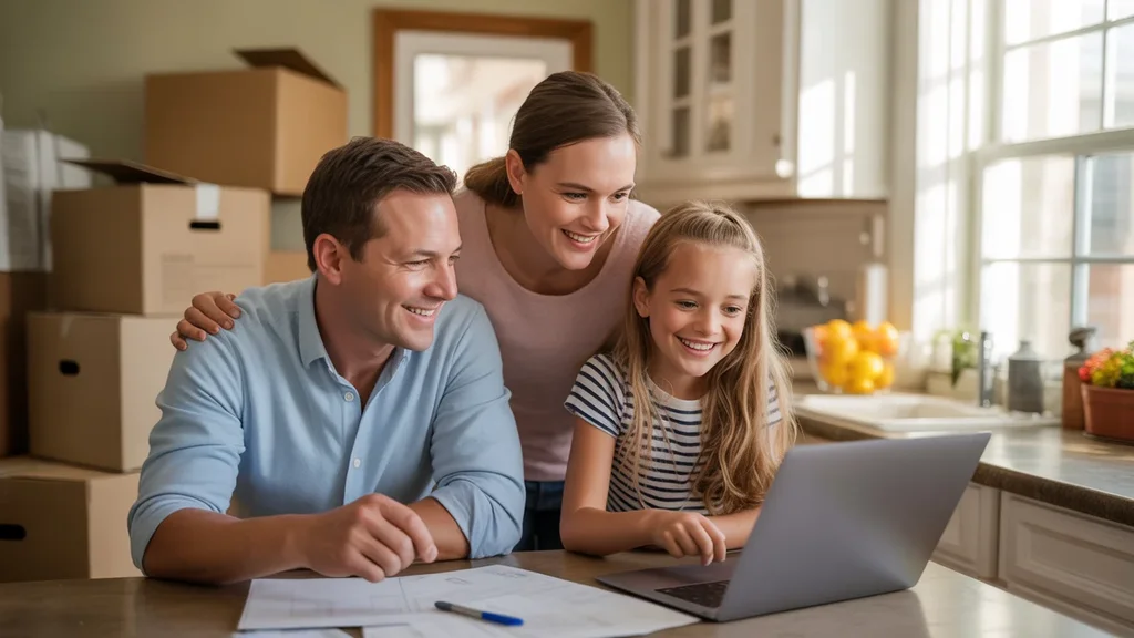 Family reviewing finances together in Elgin, IL kitchen