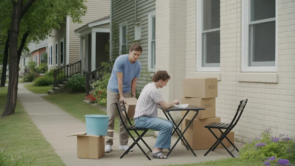 Couple unpacking at their new apartment in Winchester, Kentucky