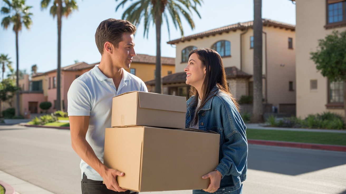 Couple moving into new apartment in Mission Viejo, California