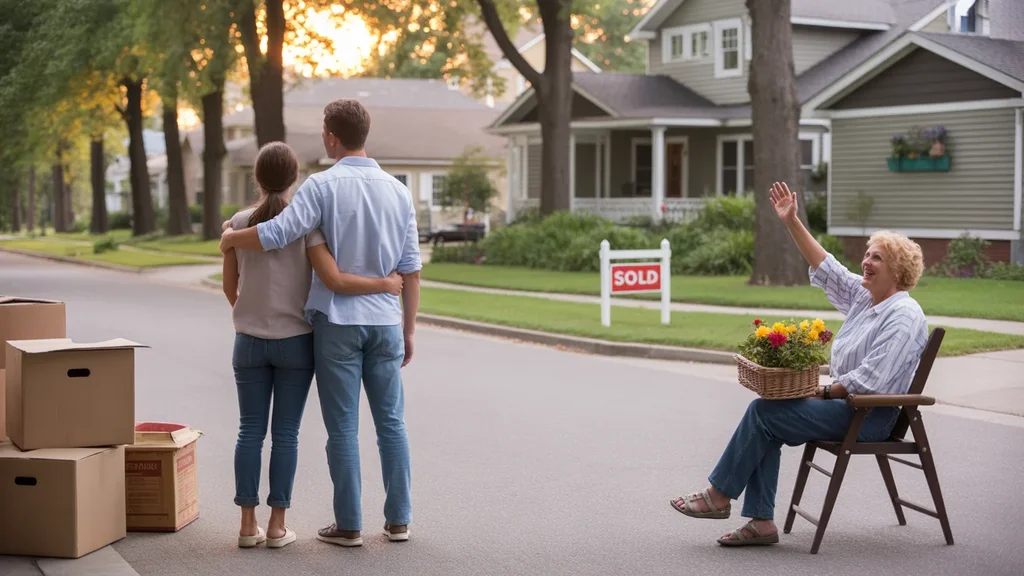 Couple embracing in front of new home in Franklin, TN at sunset