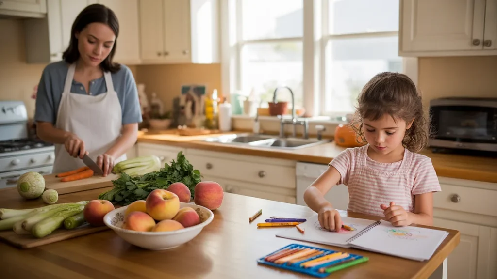 Mother and daughter preparing dinner in a sunny, inviting Franklin kitchen