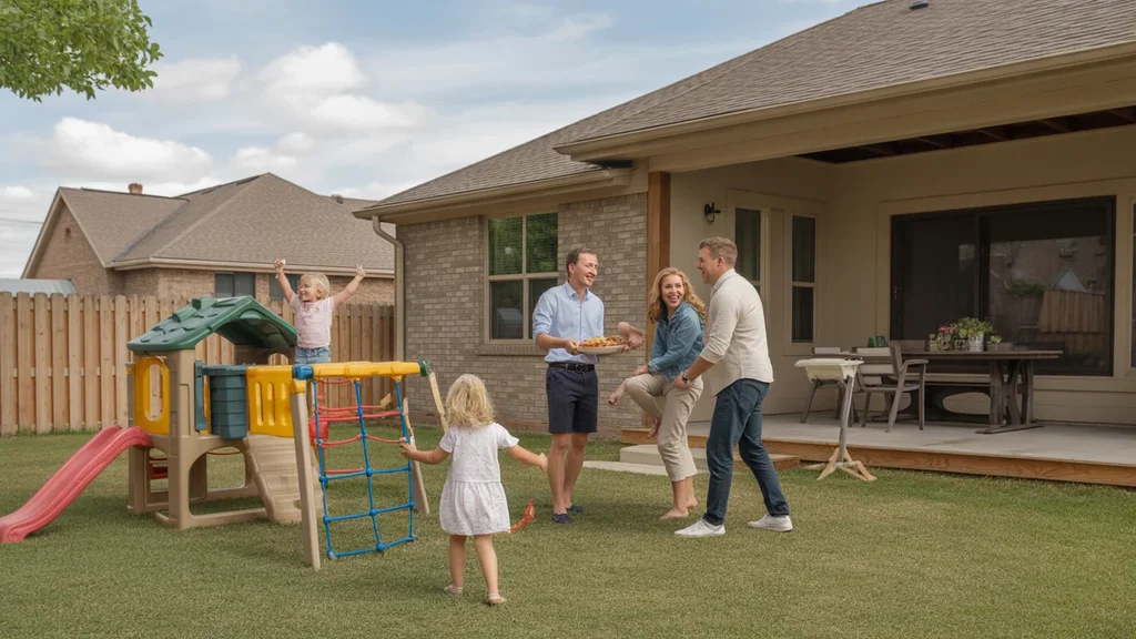 Family hosts housewarming party in backyard of new Moore home