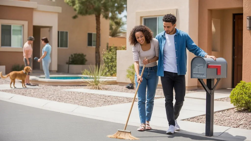 Couple outside new townhome in Las Vegas