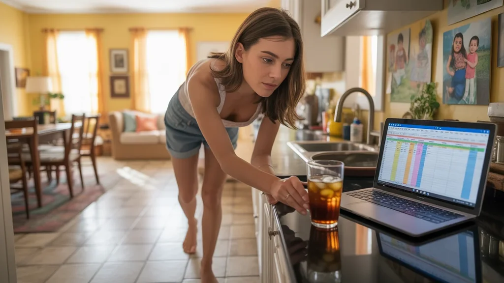 Woman reviewing household budget on laptop in Jeffersontown home