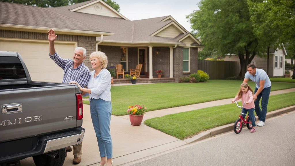 Older couple waves to neighbor while enjoying a sunny day in their Smyrna driveway