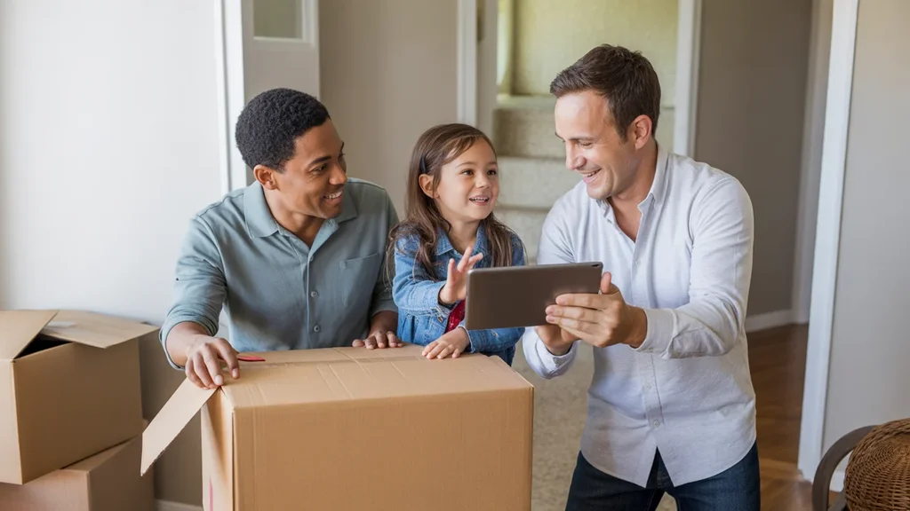 Family unpacks in their new Nicholasville home while video chatting about the city's affordability