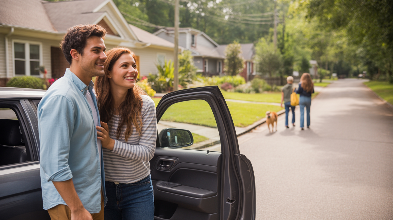 A couple arrives at their new home in a quiet Indian Trail neighborhood