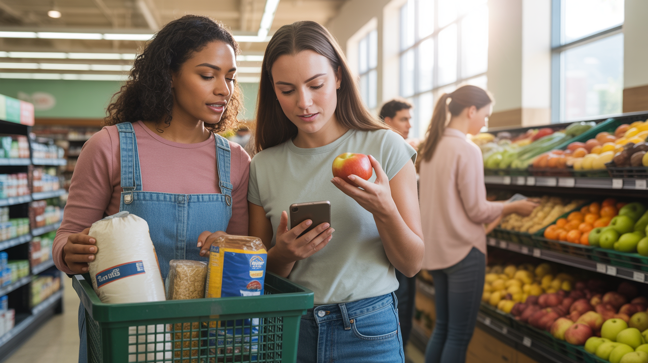 Two women grocery shopping together in Cicero, IL