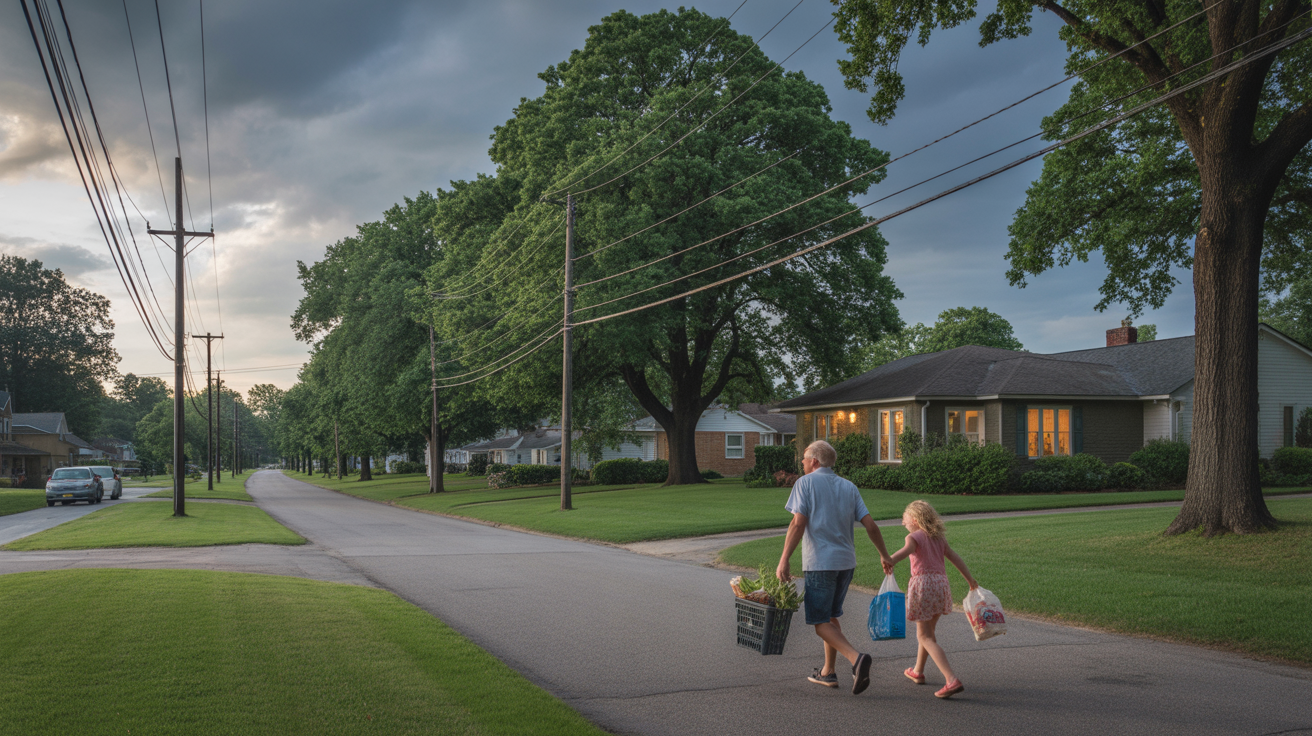 Father and daughter hurrying home in Kannapolis suburb as storm approaches