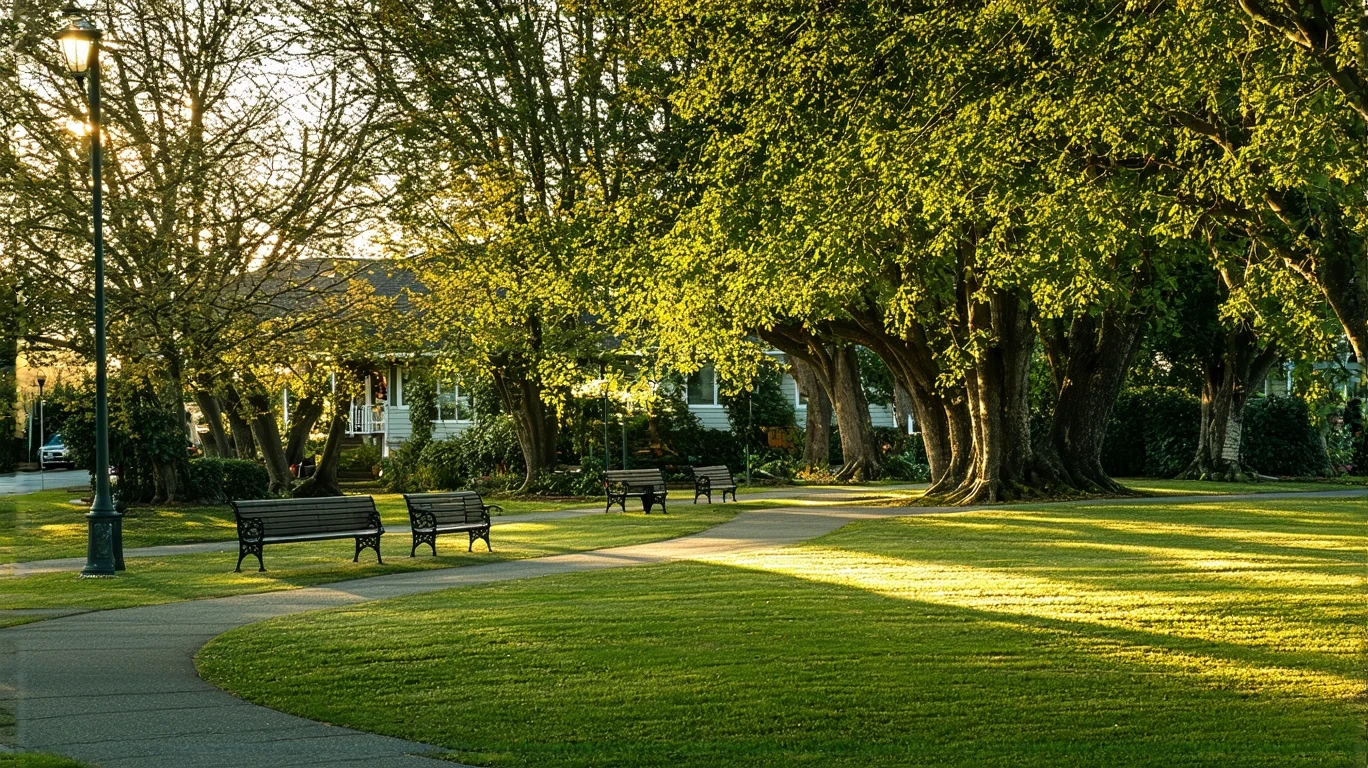 A quiet, empty park in Shoreline, Washington on a sunny afternoon