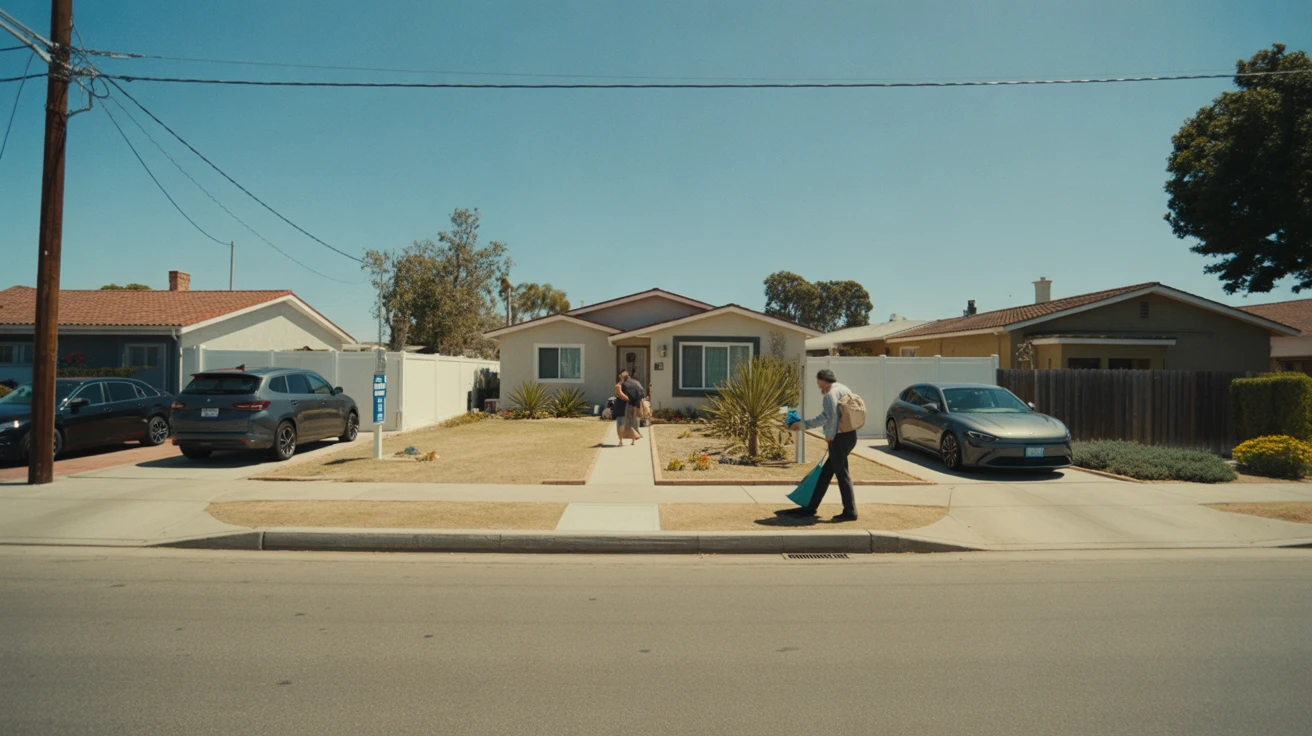 Modest single-family home in National City, California with neat yard and driveway on a sunny day.